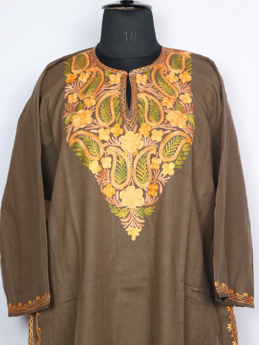 Cashmilon Wool Saniyah Beige Pheran with Aari Embroidery - Image 2