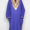 Royal Blue Cashmilon Wool Pheran with Aari Work Nimrah