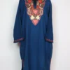 Cashmilon Wool Dark Blue Pheran with Aari Embroidery Sadia