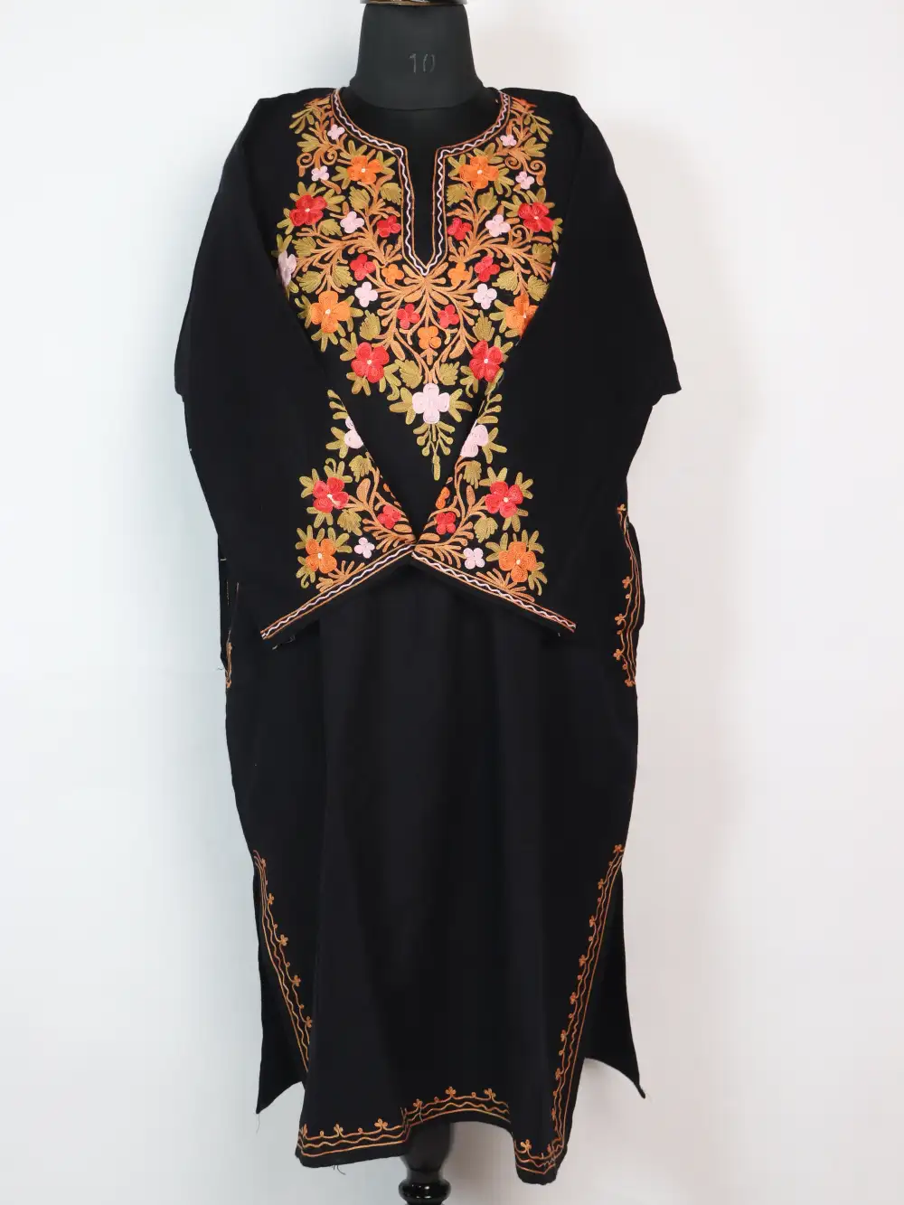 Black Pheran Cashmilon Wool with Aari Sleeve Point Work Aiman