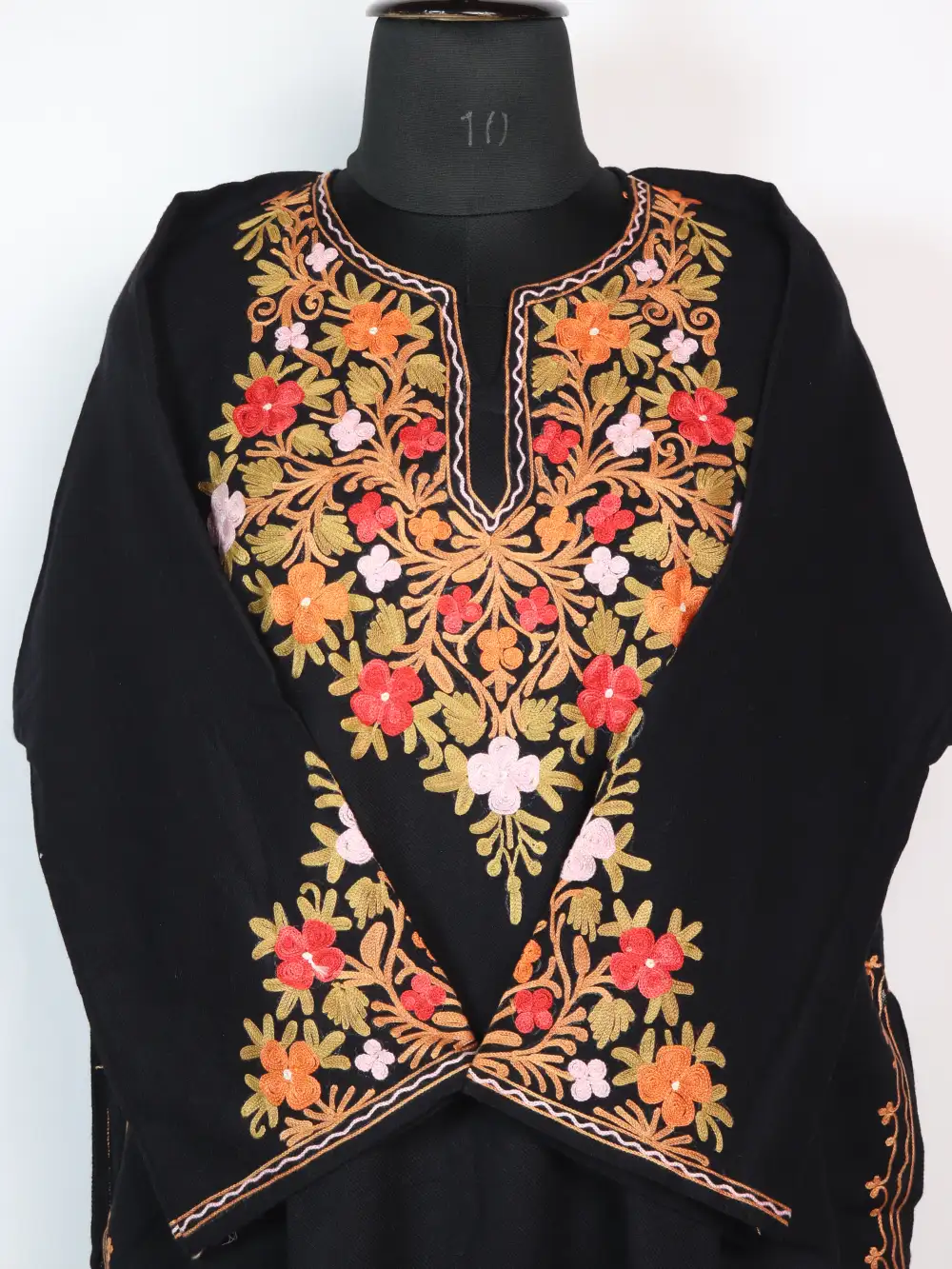 Black Pheran Cashmilon Wool with Aari Sleeve Point Work Aiman - Image 2
