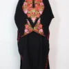 Black Pheran Sarah in Cashmilon Wool with Aari Sleeve Point Work