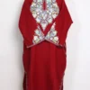 Cashmilon Wool Red Pheran Aminah with Aari Sleeve Point Work