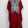 Red Pheran Cashmilon Wool Duha with Aari Sleeve Point Embroidery