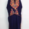 Navy Blue Cashmilon Wool Pheran Huza with Aari Sleeve Point Work