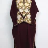 Wine Pheran Farah Cashmilon Wool with Aari Sleeve Point Work