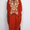 Hania Cashmilon Wool Pheran Rustic Orange with Aari Sleeve Point Work