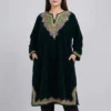 Shifat Kashmiri Velvet Dark Sea Green Loose Pheran with Dabka Embroidery