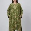 All-over Jaal Olive Green Loose Pheran in Raffal Wool Tawaqul with Hand Aari Work