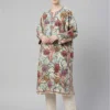 Handcrafted White Raffal Wool Jama Pheran with Signature Aari Embroidery