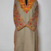 Cotton Beige Long Kurti with Aari Sleeve Work Zysha