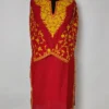 Cotton Maroon Zainab Long Kurti With Aari Sleeve Embroidery