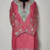 Pink Cotton Short Kurti With Aari Sleeve Work Nihayat