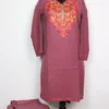 Cashmilon Wool Iqrah Long Light Purple Kurti Set with Aari Embroidery