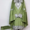 Green Velvet Zari Tilla Work 3pc Farida Pheran