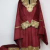 Umairah Maroon Velvet Zari Tilla Work 3pc Pheran