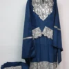 Dark Blue Velvet Zari Tilla Work 3pc Pheran Meesha