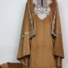 Brown Zunairah Velvet 3pc Loose Pheran Set Zari Tilla Embroidery