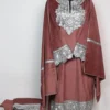 Maroon Fara Velvet 3pc Loose Pheran Set Zari Tilla Embroidery