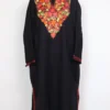 Black LoosSumbul Cashmilon Wool Pheran with Aari Embroidery