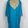 Sky Blue Woolen Cashmilon Pheran Rafia with Aari Embroidery
