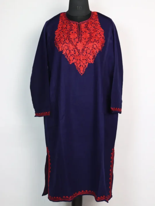 Navy Blue Pheran Asiya in Cashmilon Wool