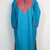 Sky Blue Woolen Cashmilon Pheran Hania with Aari Embroidery