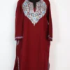 Maroon Cashmilon Wool Amna Pheran with Aari Work