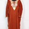Aari Work Light Brown Sadia Pheran in Cashmilon Wool