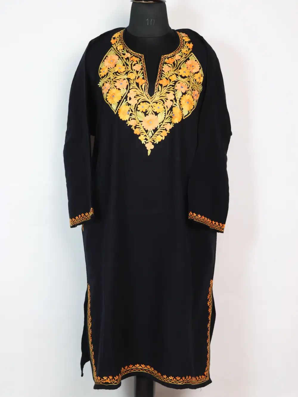 Aari Embroidery Black Pheran in Cashmilon Wool Zoya