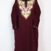 Hafsa Wine Cashmilon Wool Pheran with Aari Embroidery