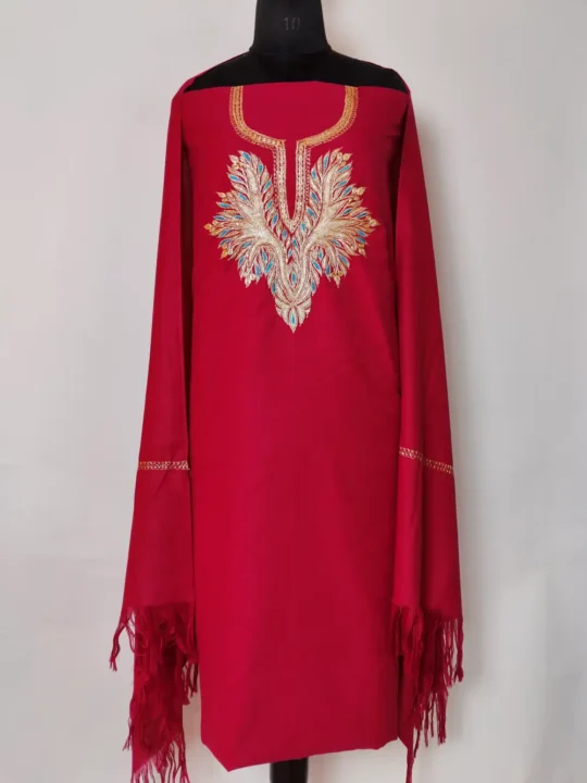 Hayat Kashmiri Pink 3pc Salwar Kameez and Dupatta with Botte Tilla Embroidery