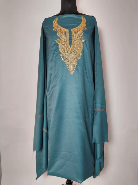Blue 3pc Salwar Suit in Acrowool with Botte Tilla Work Afsana