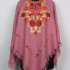 Pink Poncho Zeenat Cashmilon Wool with Aari Embroidery