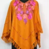 Aari Work Mustard Poncho in Cashmilon Wool Sahiba