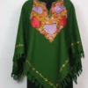 Mehandi Green Poncho With Aari Work in Cashmilon Wool Zeenat
