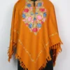 Mustard Poncho in Cashmilon Wool With Aari Work Shabnam
