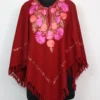 Cashmilon Wool Maroon Poncho With Aari Work Hawa