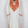 Nawal Cashmilon Wool White Pheran with Aari Work