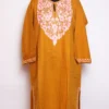 Mustard Cashmilon Alamzeb Woolen Pheran with Aari Work