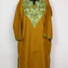 Mehndi Green Loose Cashmilon Wool Pheran with Aari Work Sabriyah