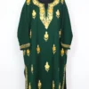 Booti All-Over Aari Work Pheran in Dark Green Ghazal Cashmilon Wool