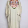 Hayat White Cashmilon Wool Pheran with Aari Embroidery