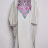 Zia White Cashmilon Wool Pheran with Aari Work