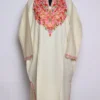 Duha White Cashmilon Wool Pheran with Aari Work Zainab