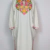 Fatimah Cashmilon Wool White Pheran with Aari Work