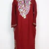 Zara Maroon Cashmilon Wool Pheran with Aari Work