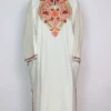 White Cashmilon Wool Pheran with Aari Work Fariha