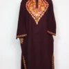 Wine Cashmilon Wool Pheran with Aari Embroidery Tahira