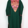 Aroosha Dark green Cashmilon Wool Pheran with Aari Work